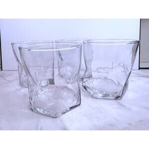 Crisa by Libbey Rhombus Geometric Lo-Ball Cocktail Glasses Set of 4 Drink or Bar